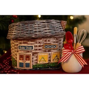 Vintage Rosenthal Netter Wicker Bake Shop Basket Hand Painted House Decor